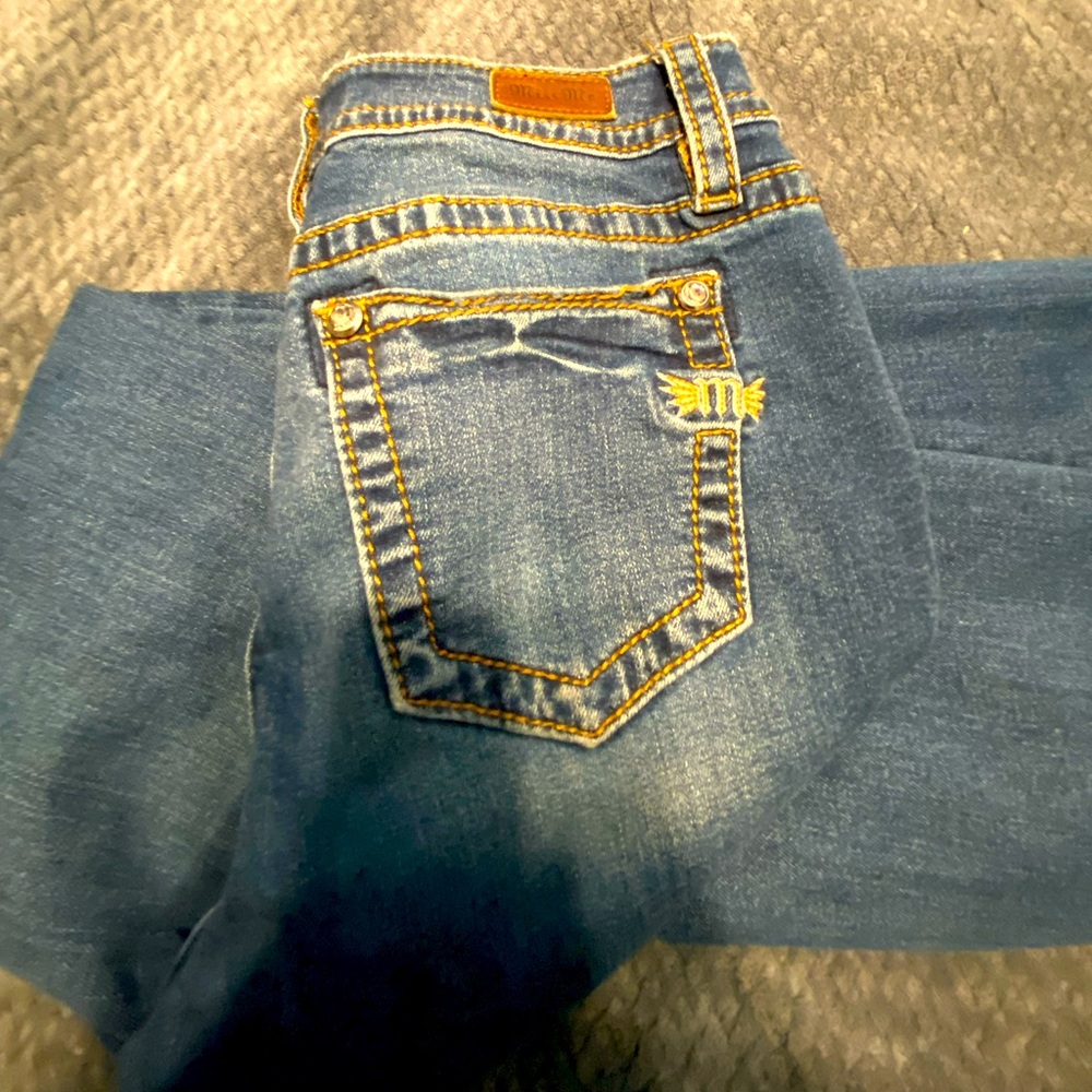 Miss Me jeans womens mid rise boot inseam 34 denim frayed cuffs
